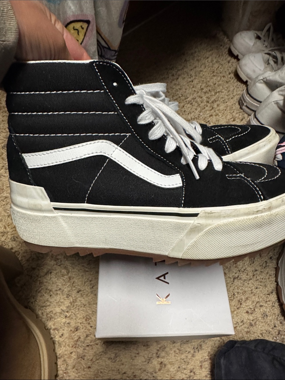 Vans Black and White High-Top Platform Sneakers